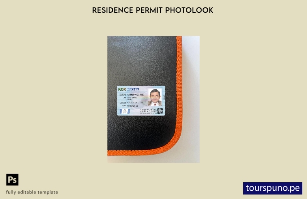 listo para imprimir tarjeta de residencia de Corea presente plantilla frontal  1
